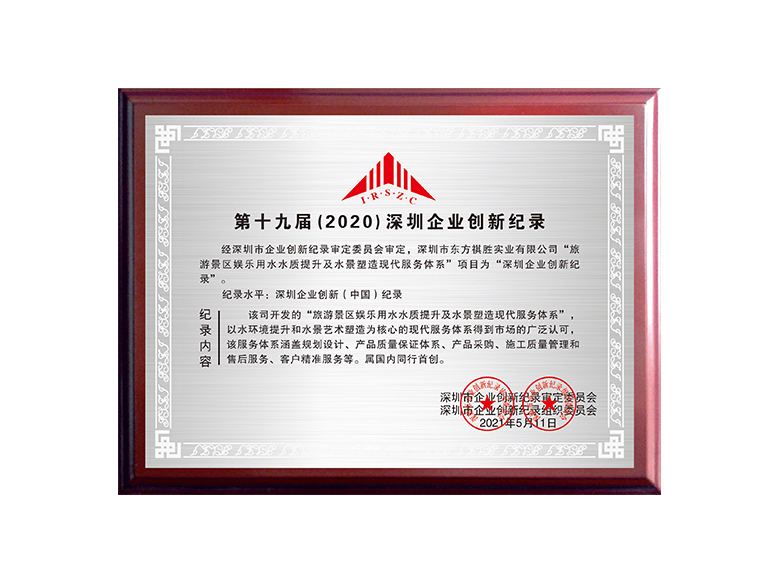 第十九届（2020）深圳企业创新纪录
                    “现代服务类创新项目奖”